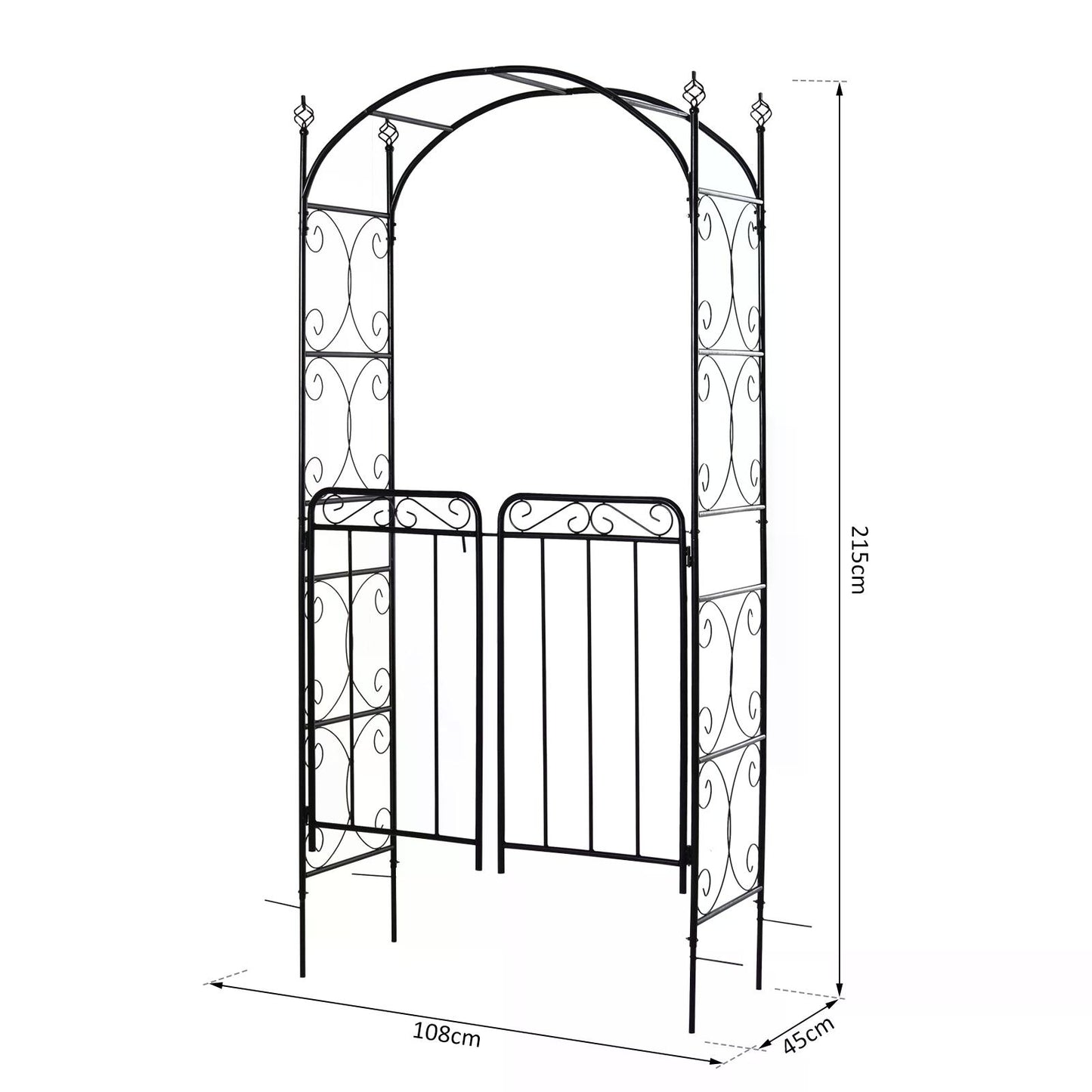 Garden Decorative Metal Arch with Gate Outdoor Patio Trellis Arbor