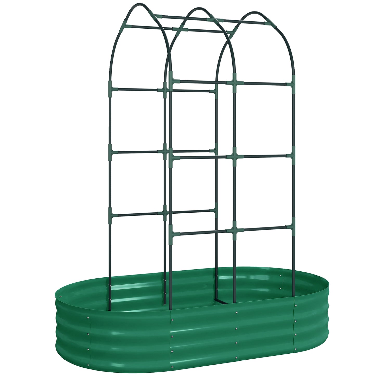 Galvanised Raised Garden Bed with Arched Trellis