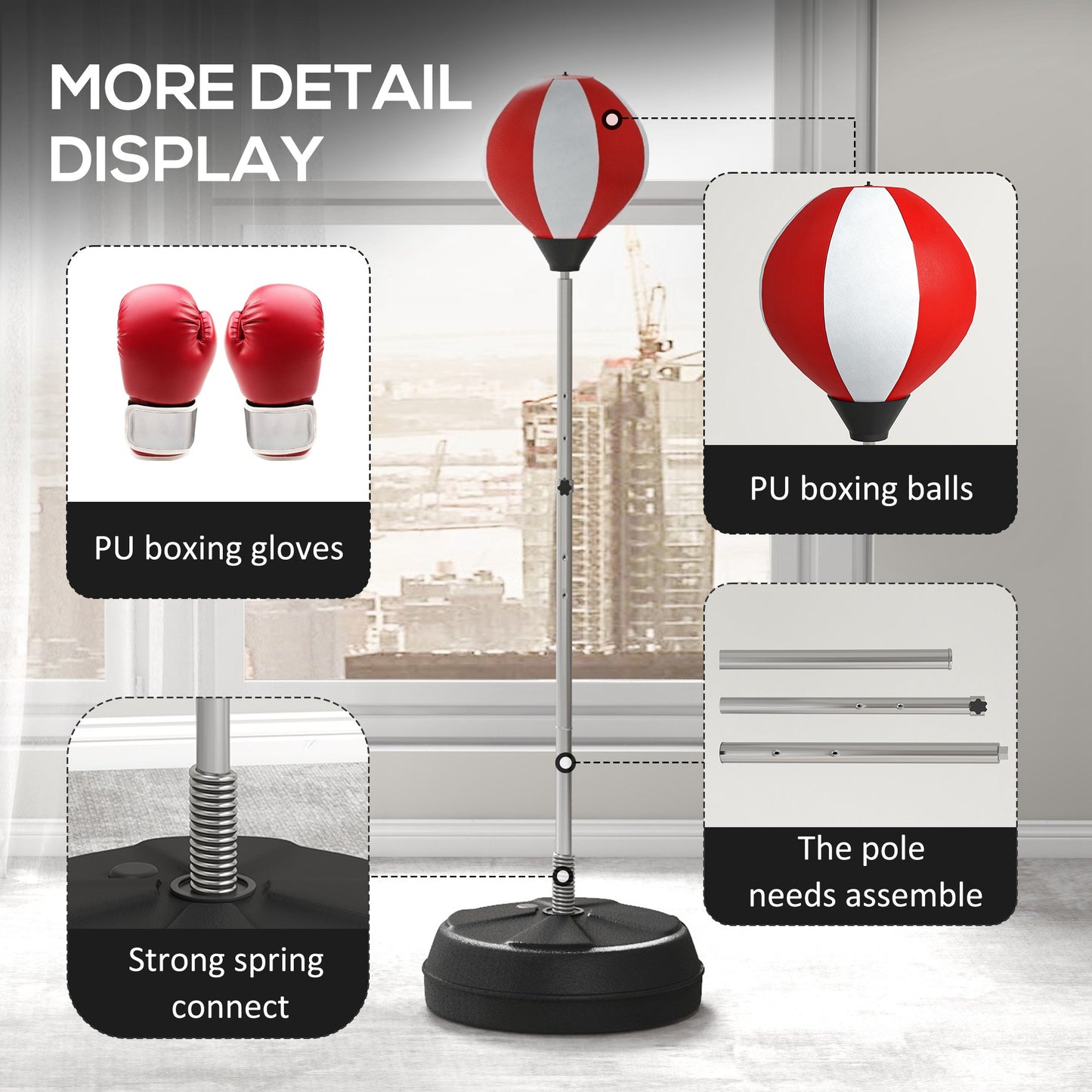 Punching Bag with Stand Boxing Bag Set with Adjustable Height
