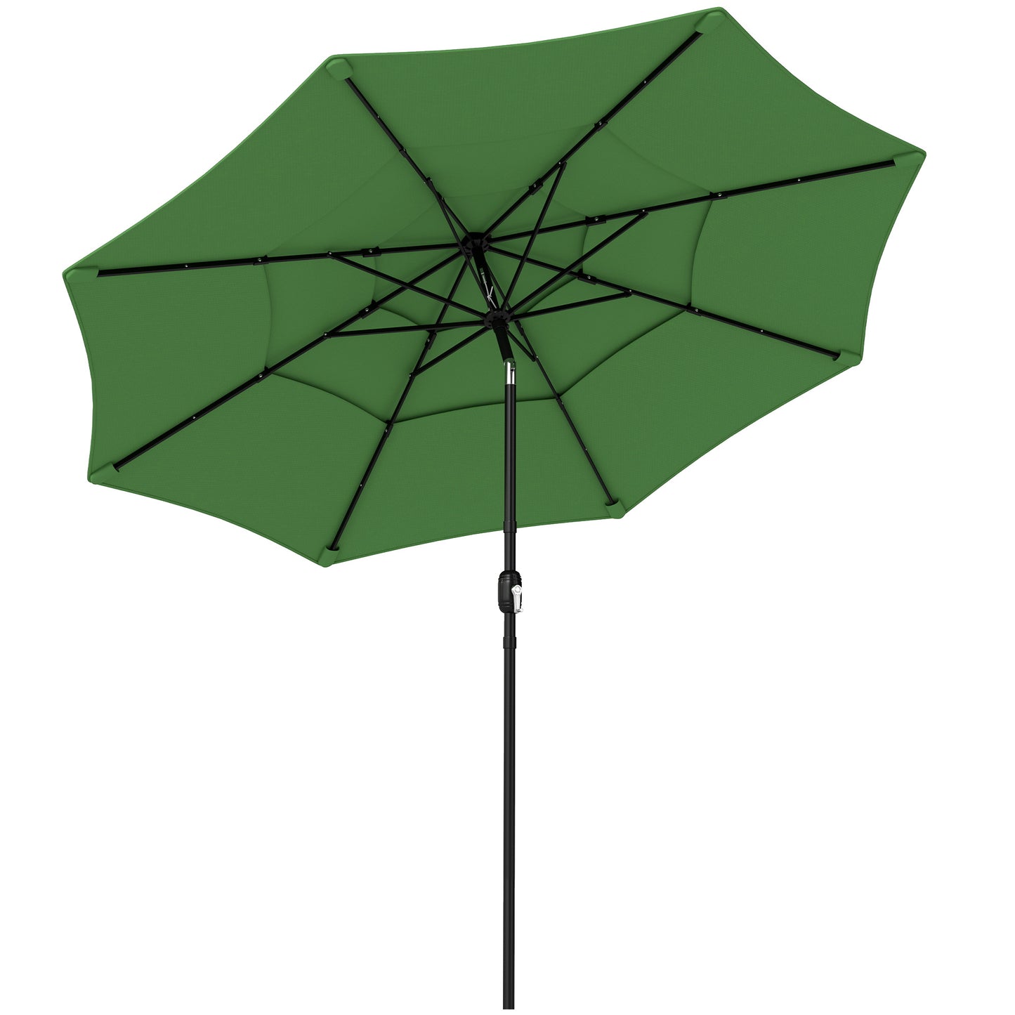 Garden Parasol, Parasol Umbrella with 3-tier Roof, Crank Handle