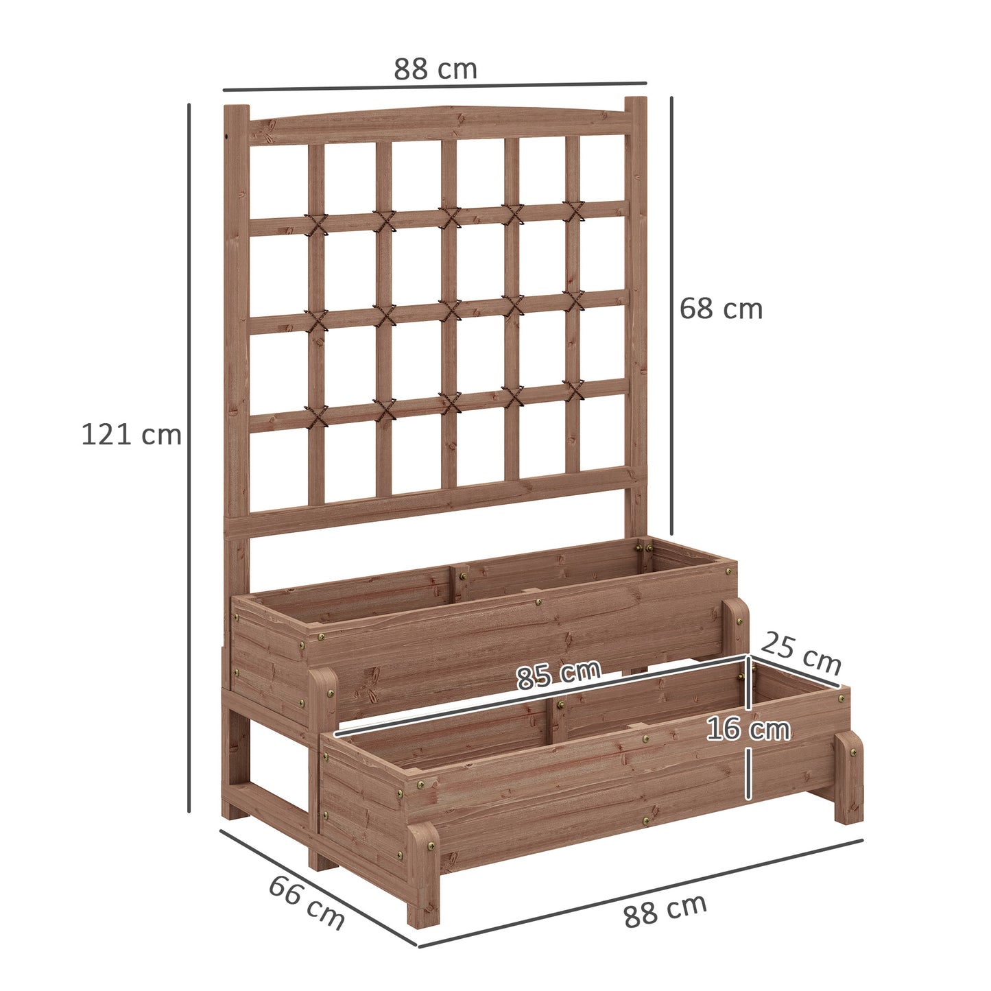 2-Tier Raised Garden Bed with Trellis