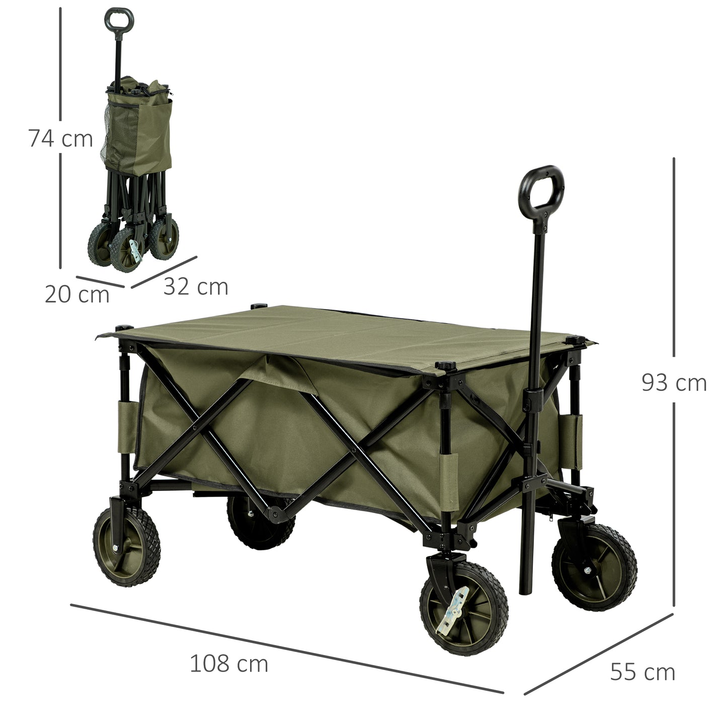 Folding Garden Trolley, Cargo Trailer on Wheels