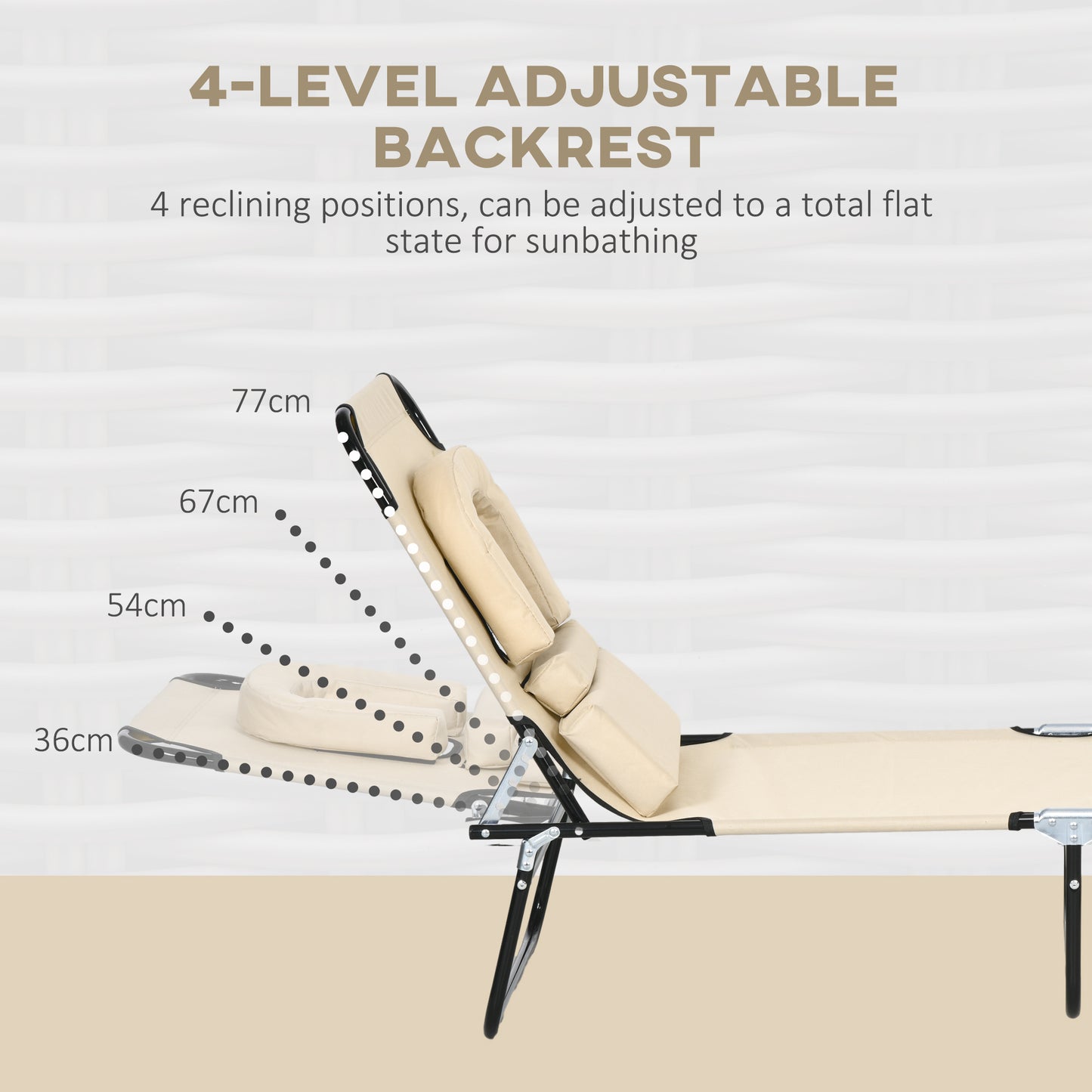 Folding Sun Loungers Set of 2 with Face Hole