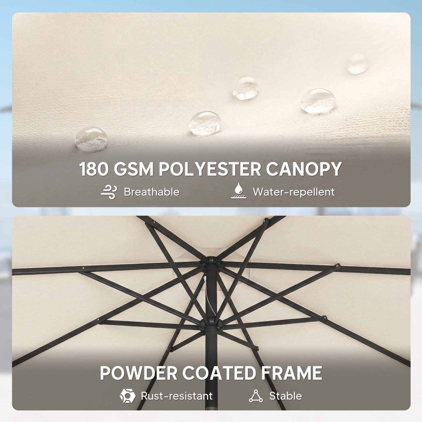 2.7 m Garden Parasol Umbrella with Cross Base and Sandbag