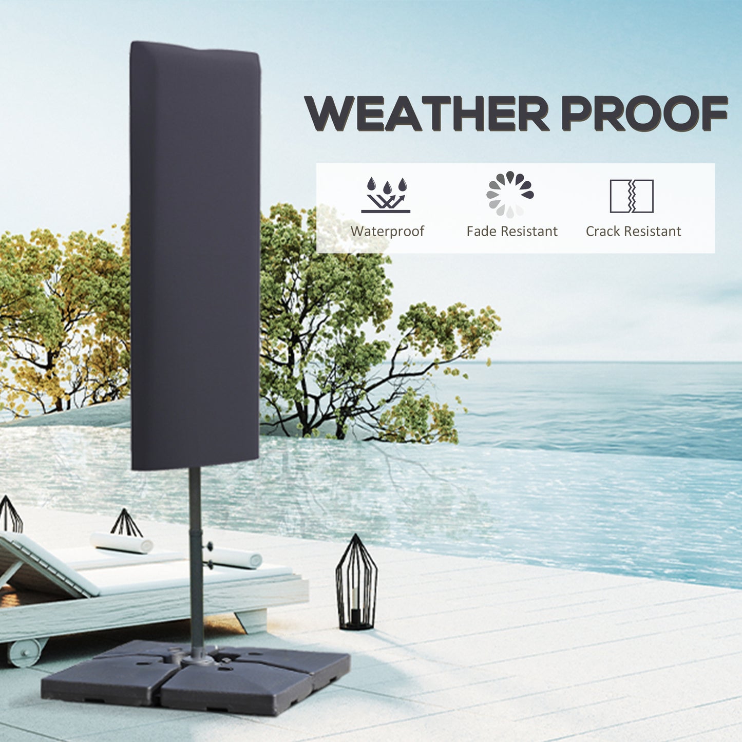 Outdoor Cantilever Umbrella Cover Parasol with Rod, Zipper
