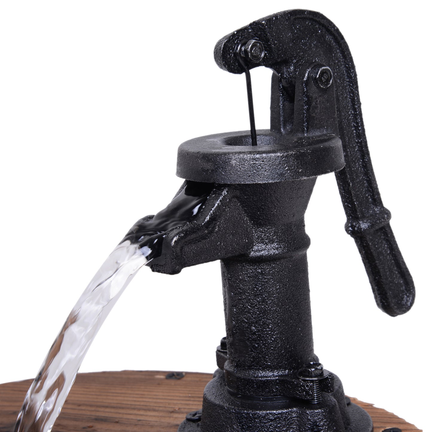 Wood Barrel Patio Water Fountain Electric Pump Garden Decorative
