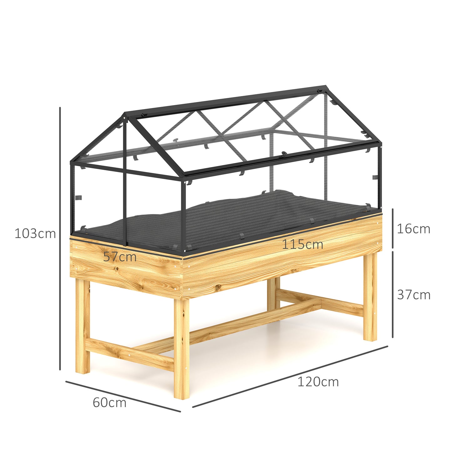 60 x 120cm Raised Garden Bed with Wooden Base