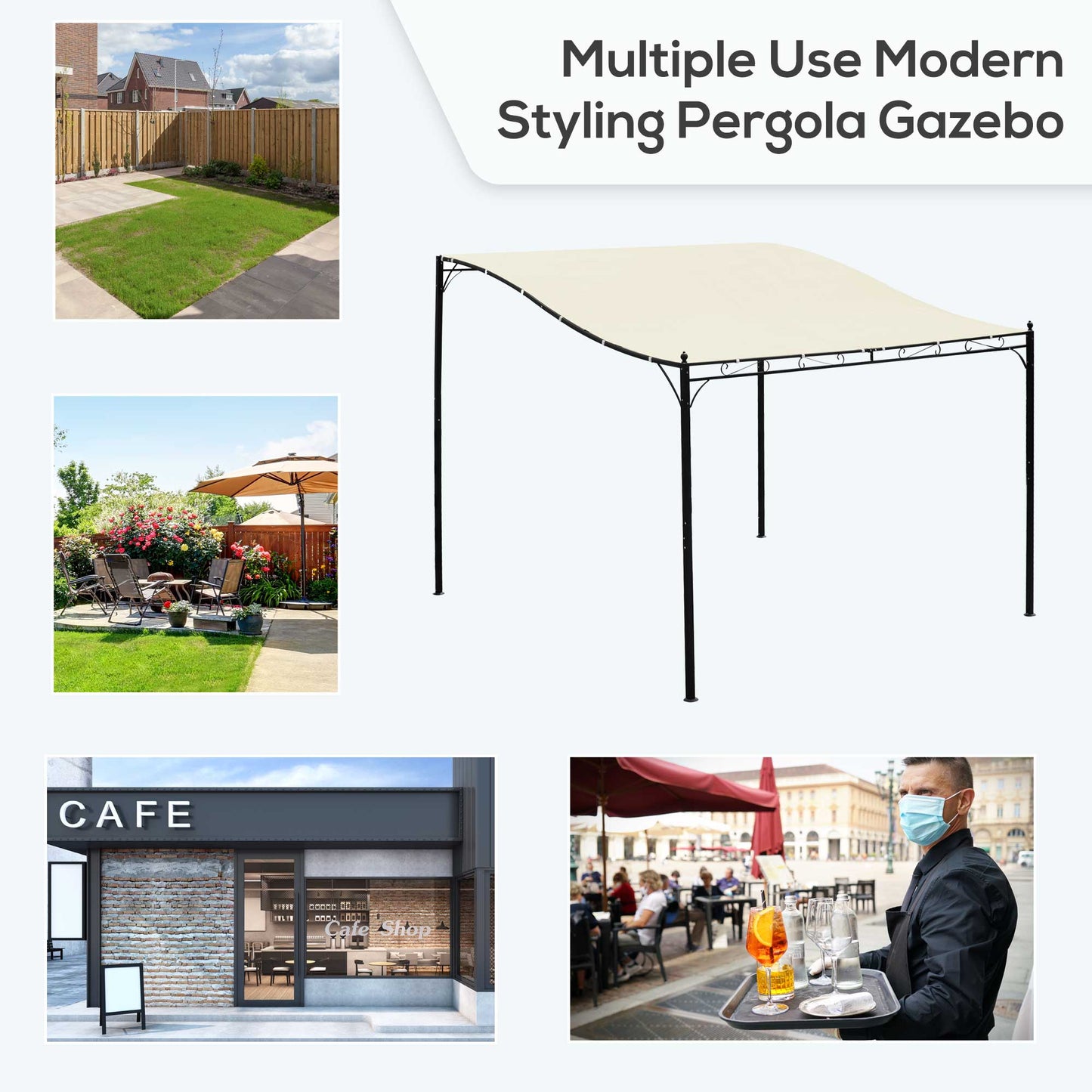 3x3 m Wall Mounted Garden Porch with UV Protection