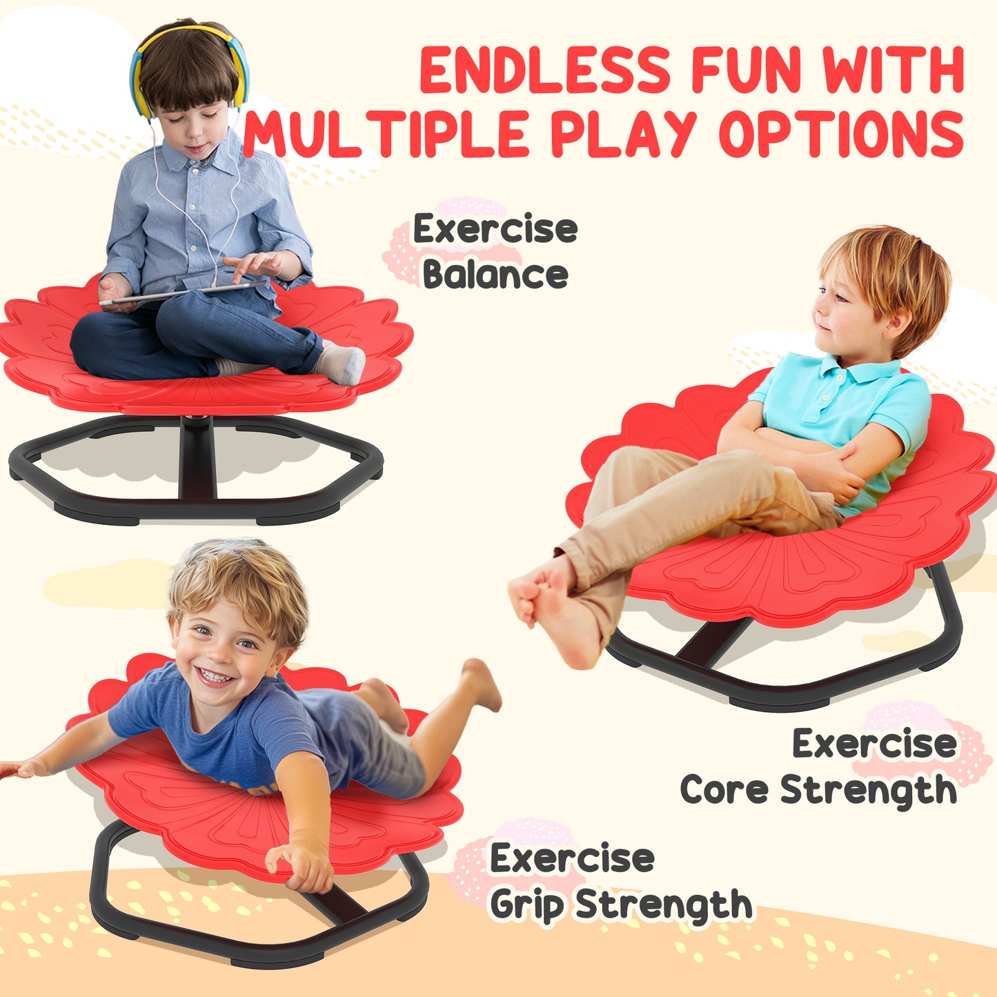 Flower-Shaped Sensory Spinning Chair with Non-Slip Base