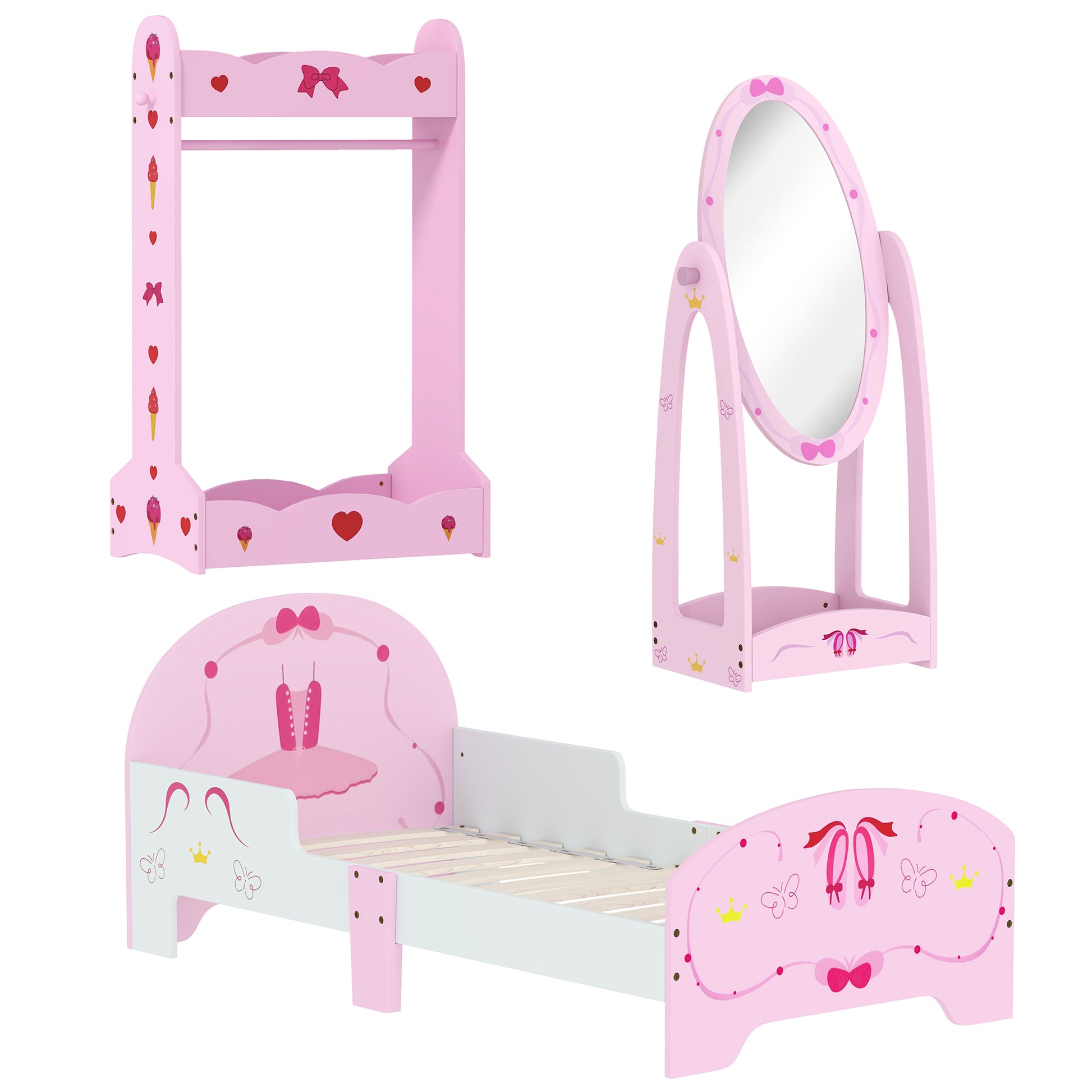 Kids Bed with Safety Rails, Kids Clothes Rail