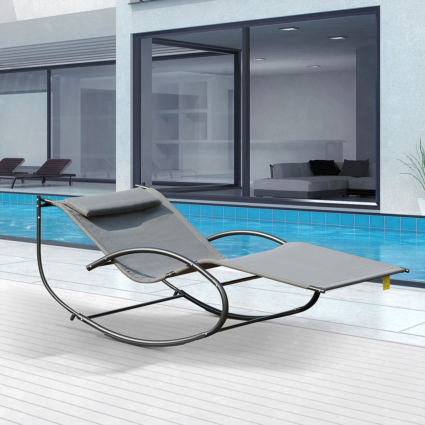 Double Sun Lounger, Rocking Lounger Sunbed Daybed with Armrest