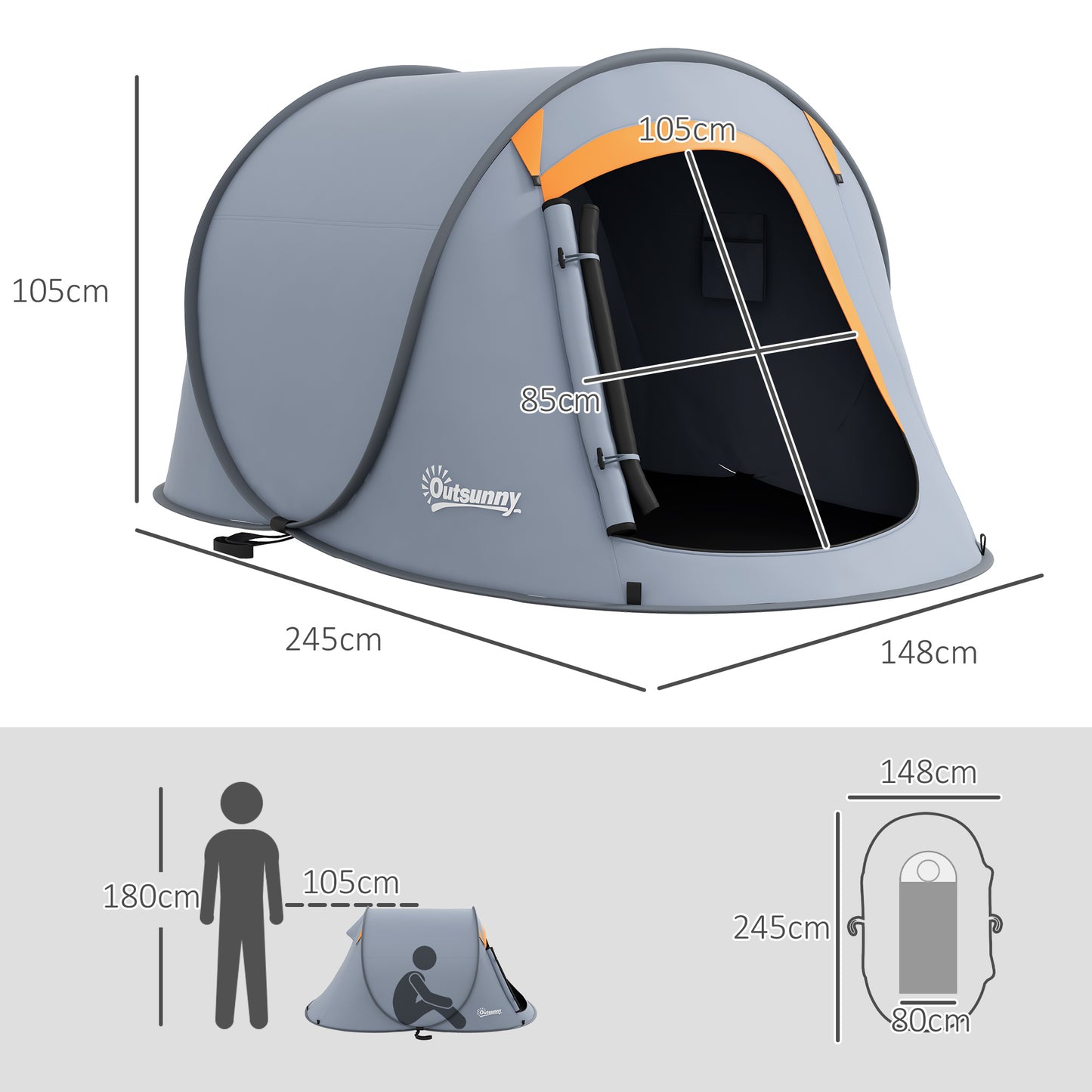 Two-Man Pop-Up Dome Tent, with Accessories