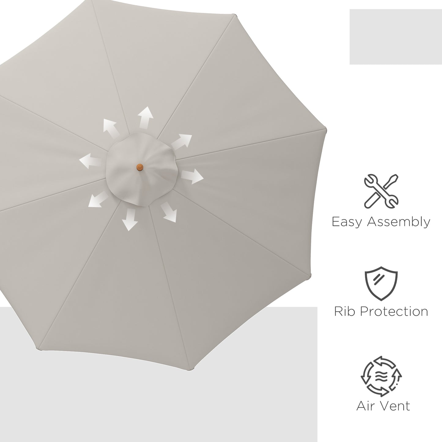 3.3m Elegant Wooden Parasol