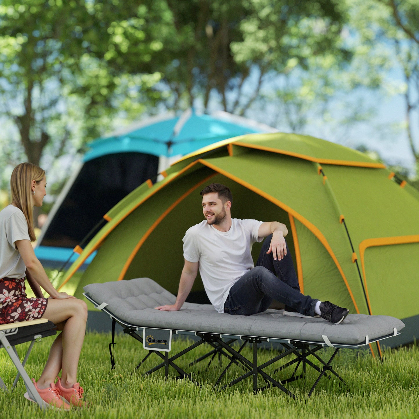 68cm Wide Folding Bed, Camping Cot for Adults with Mattress