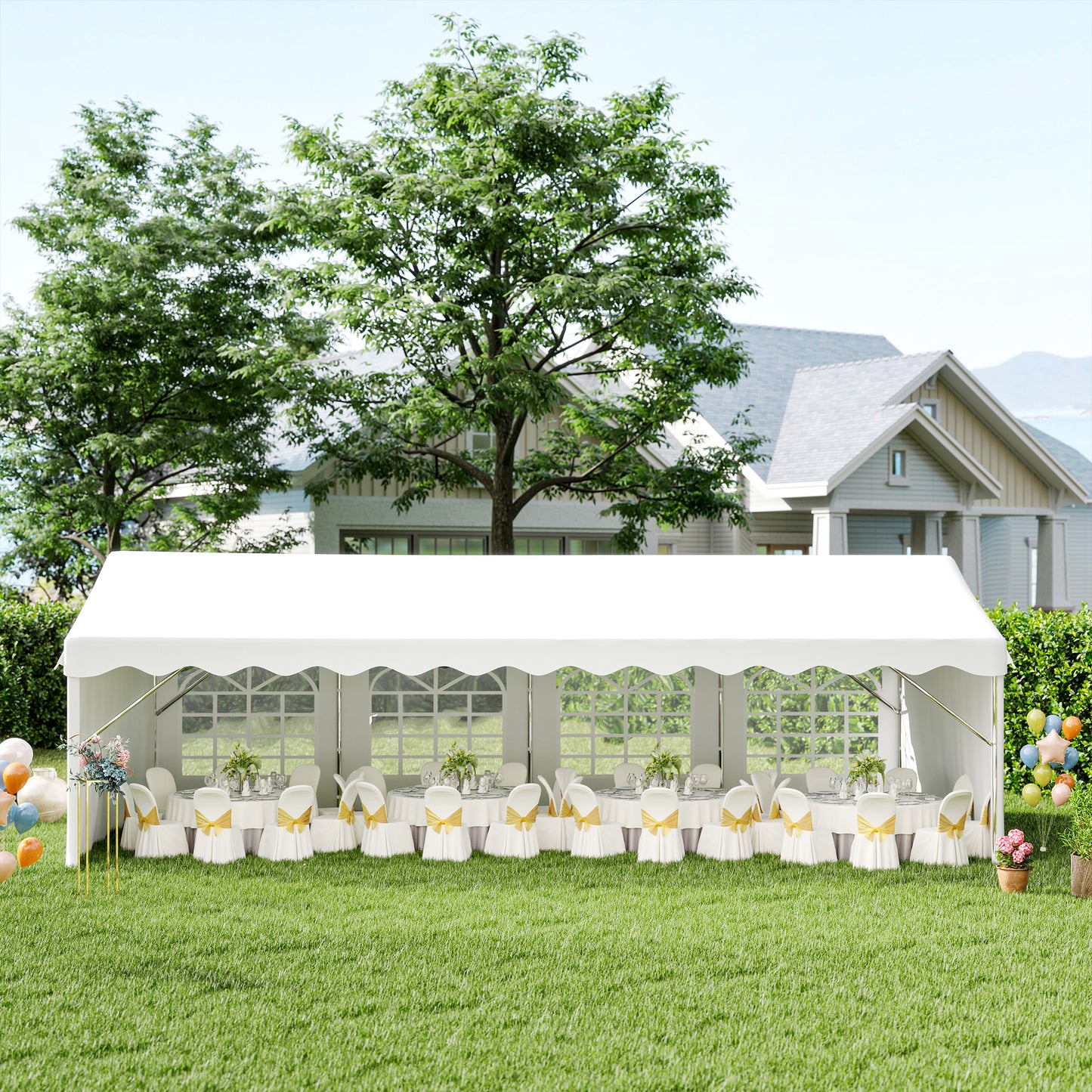 8m x 4m Garden Gazebo Marquee Wedding Shelter Level 4 Wind Protection