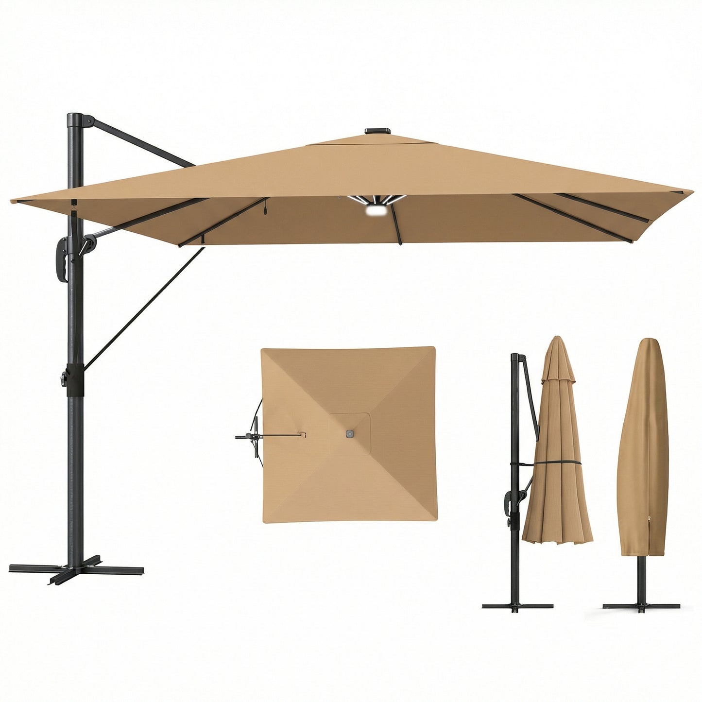 3 x 3 m Garden Cantilever Parasol with Light