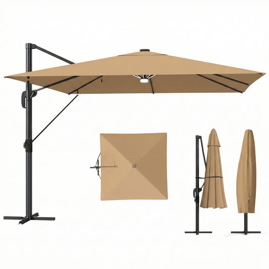 3 x 3 m Garden Cantilever Parasol with Light