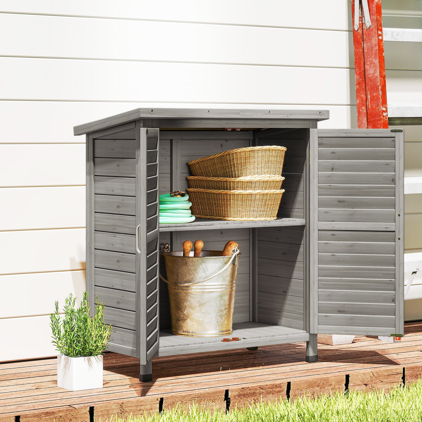 Garden Shed Wooden Garden Storage Shed 2 Door Unit Solid Fir Wood