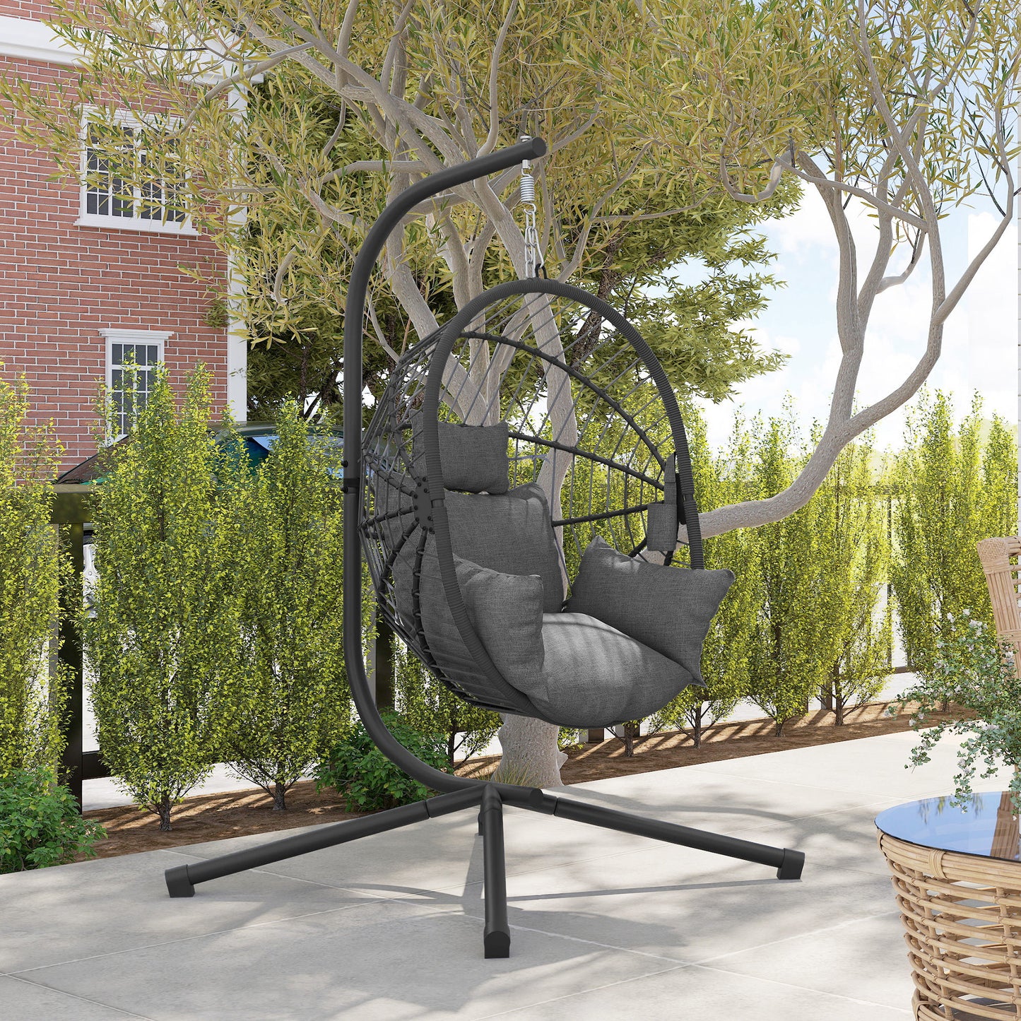 Metal Stand Hanging Egg Chair, with Full Body Padded Seat