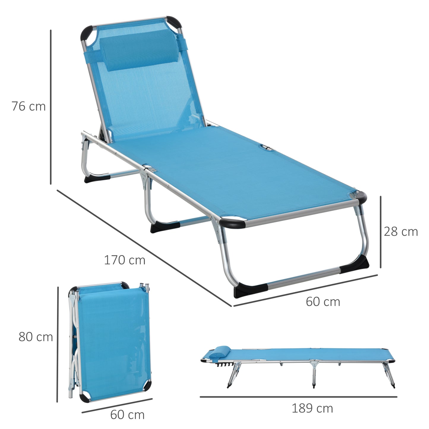 Foldable Outdoor Sun Loungers Set of 2