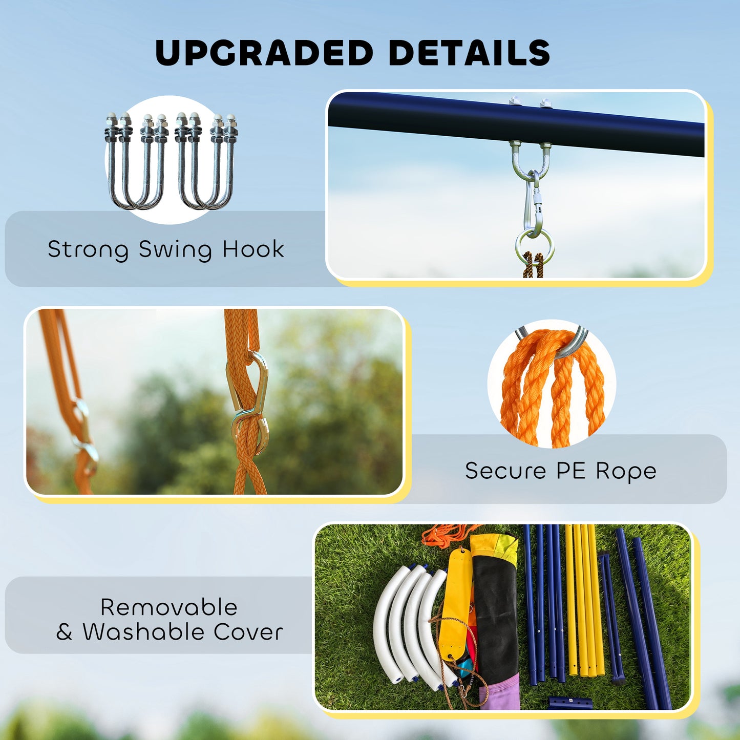 Kids Swing Set with Double Swings