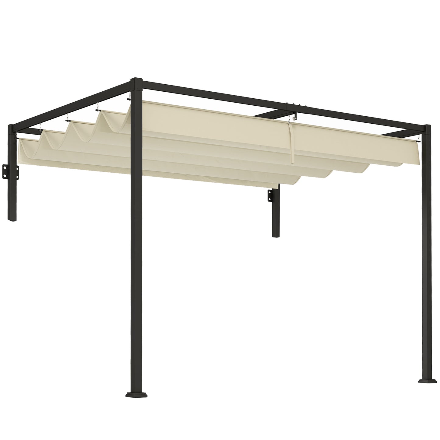 2 x 3(m) Lean To Steel Pergola, with Moving Fabric Canopy