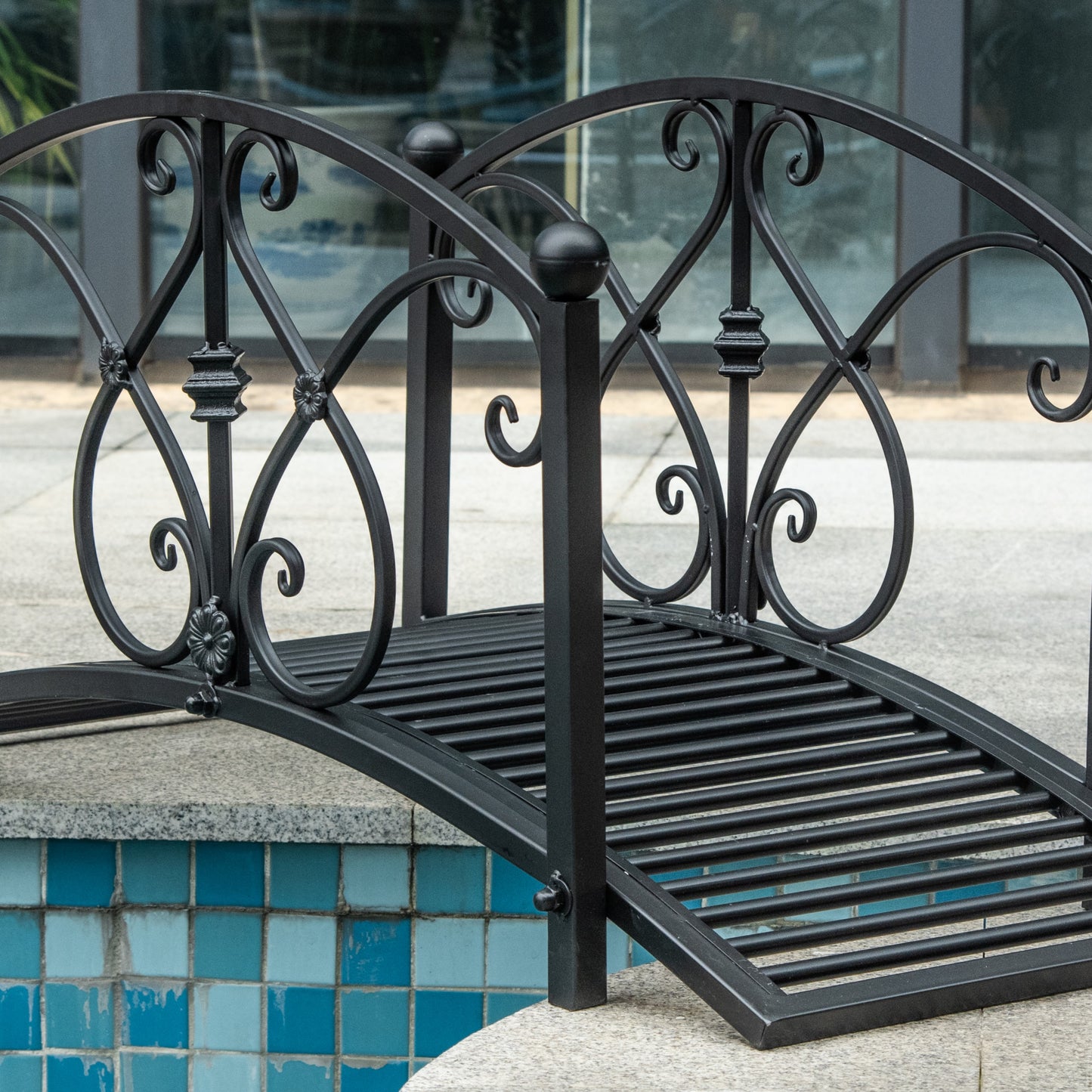 102L x 48W x 49H Classic Metal Garden Bridge