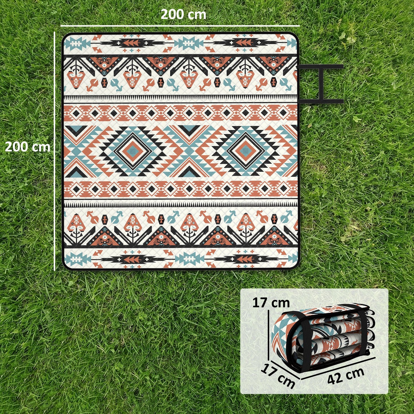 Picnic Blanket, 200x200CM Large Beach Blanket Outdoor Picnic Mat