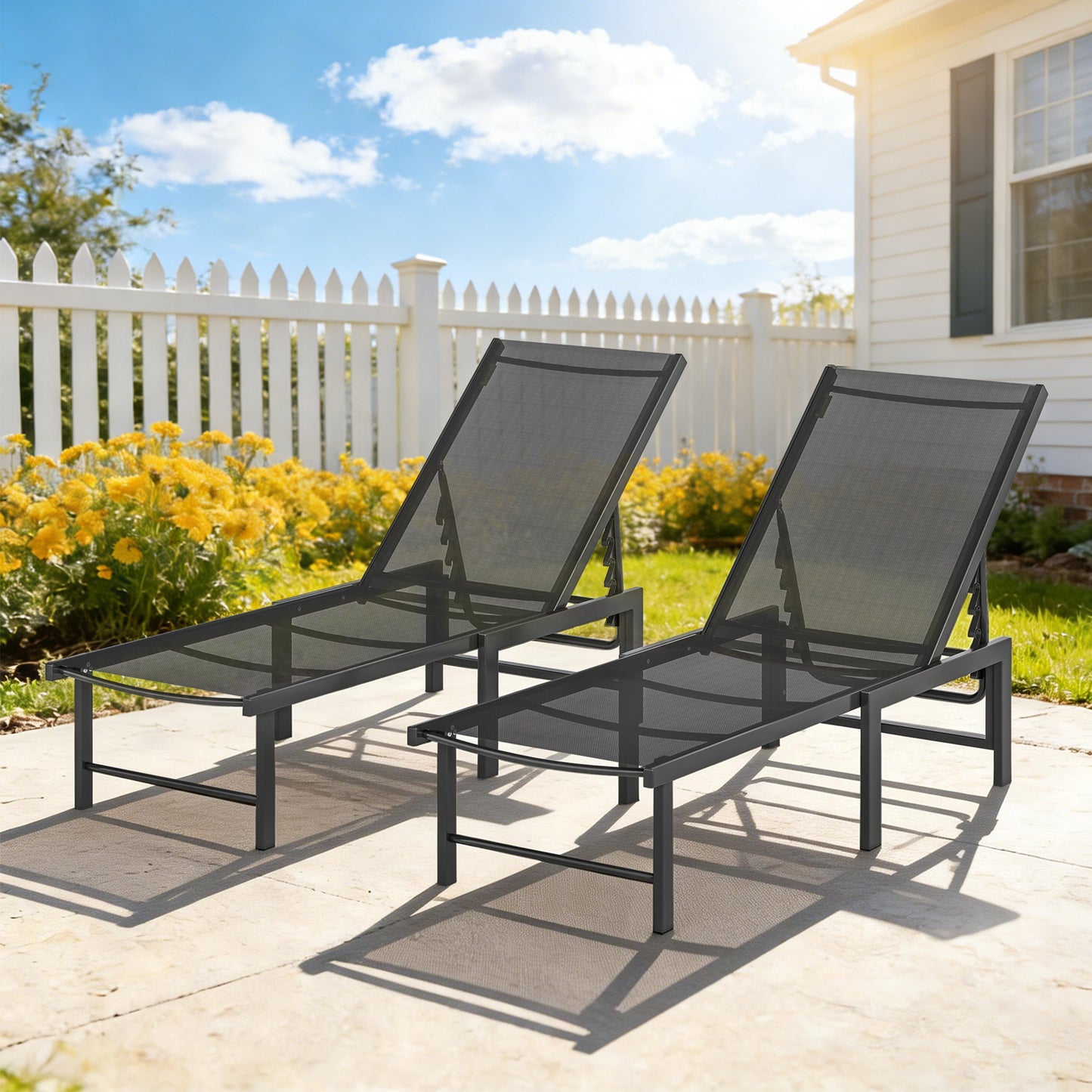 Set of Two Reclining Sun Loungers (6)
