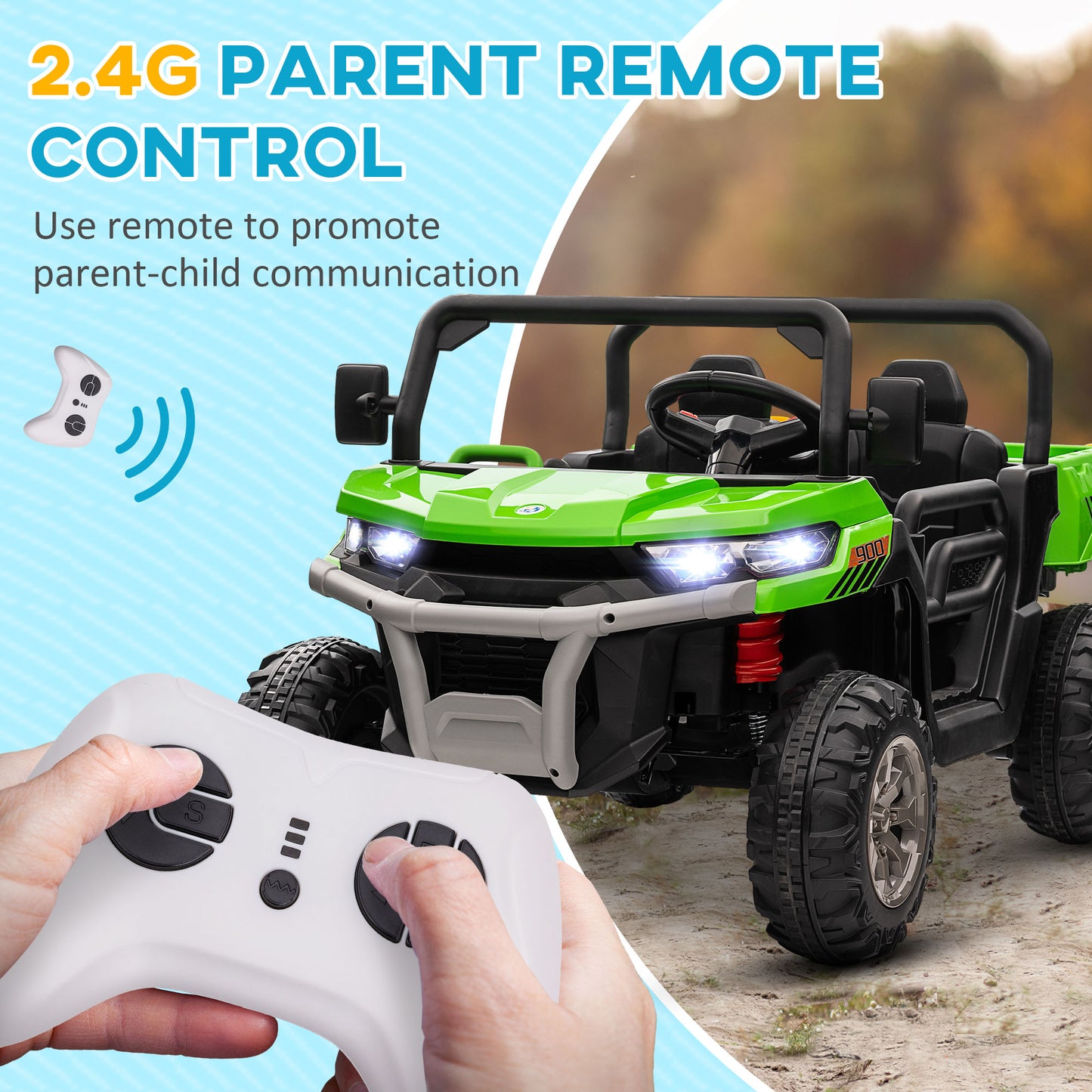 12V 2 Seater Kids Electric Ride-On Car with Electric Bucket