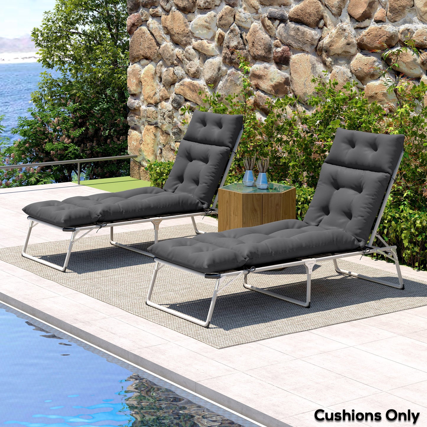 Set of Two 190 x 56cm Sun Lounger Cushions