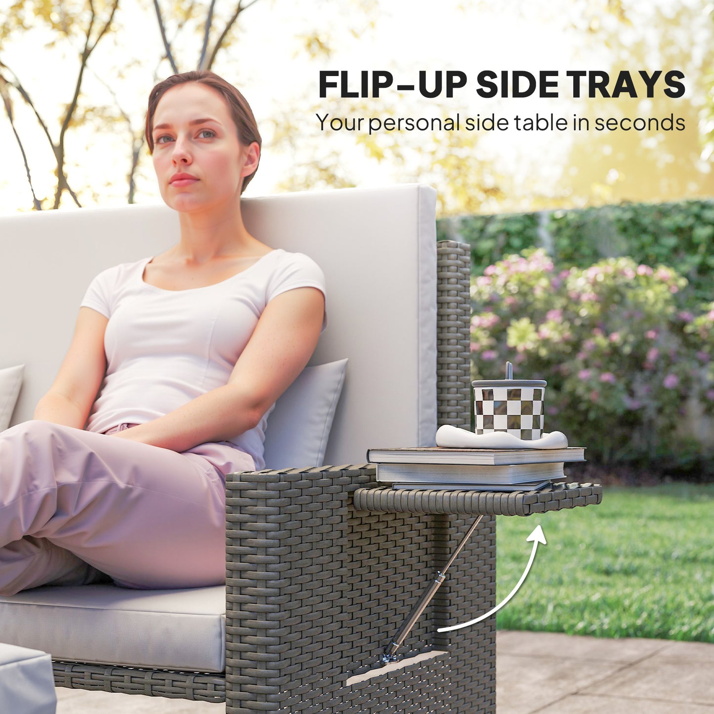 Rattan Day Bed, with Footstool