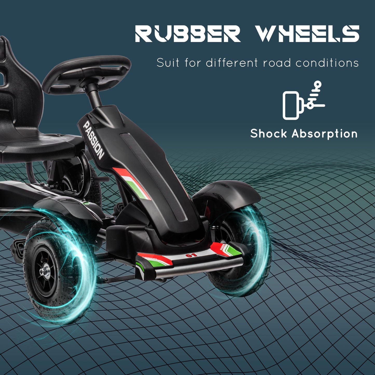 Metal Kids Pedal Go Kart with Adjustable Seat Inflatable Tyres