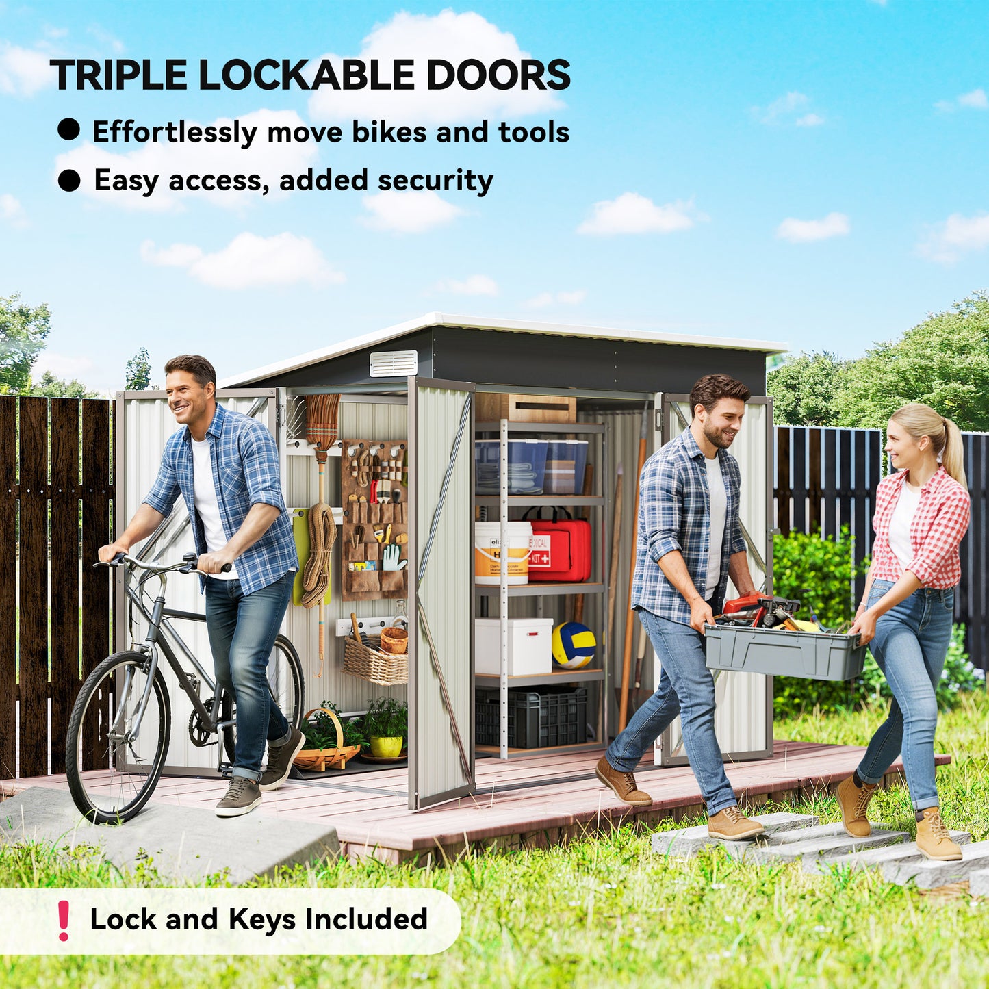 7.5 x 4.3ft Metal Garden Storage Shed