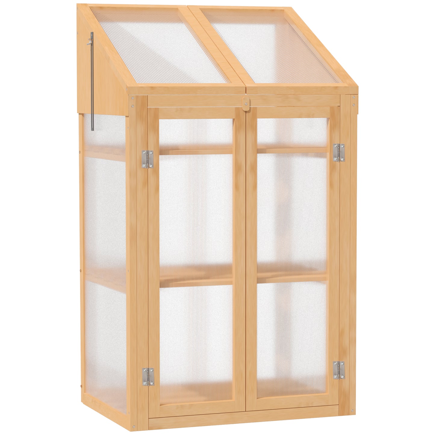 Wooden Cold Frame Polycarbonate Greenhouse with Openable Top Cover