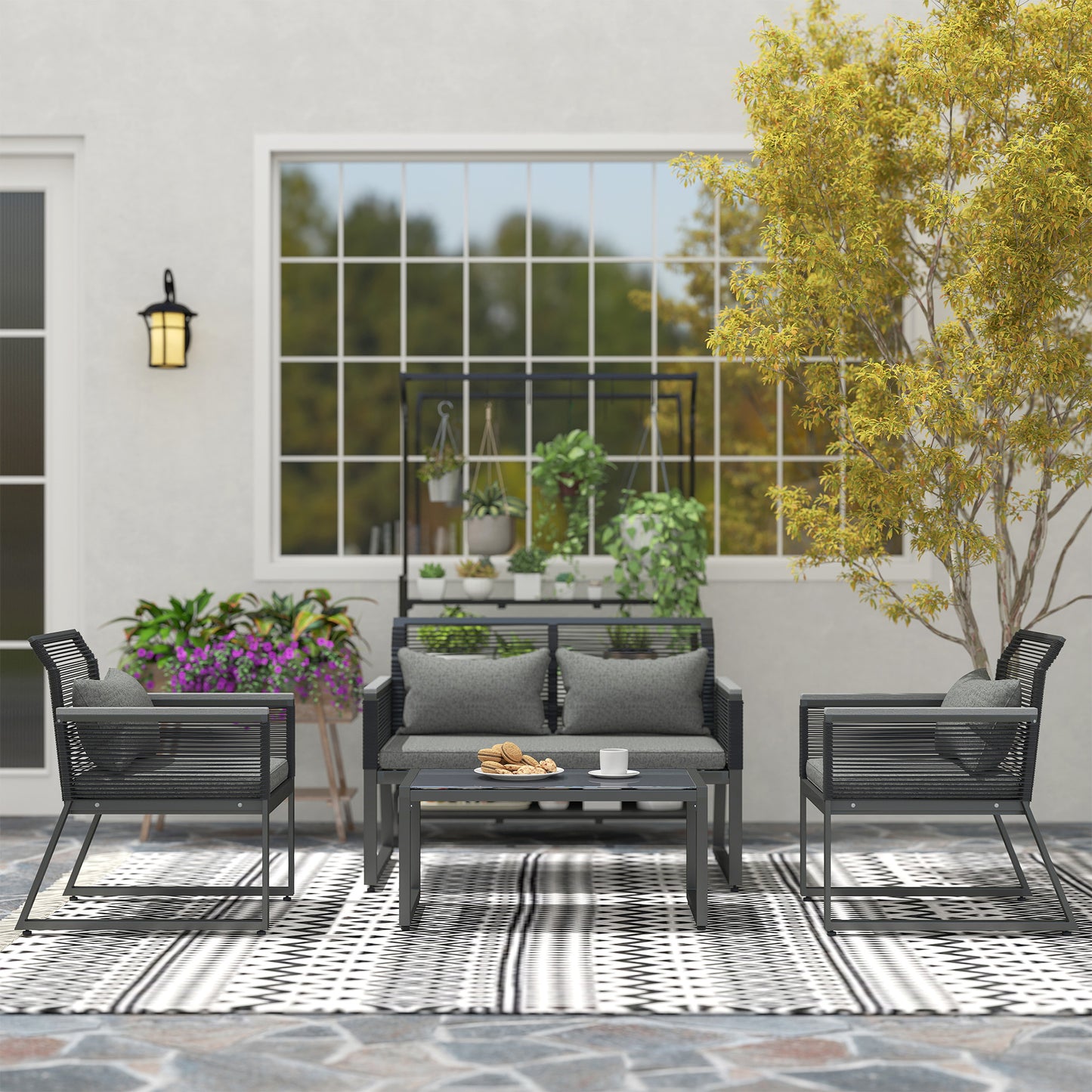 4 Pieces Rattan Garden Furniture Set (5)