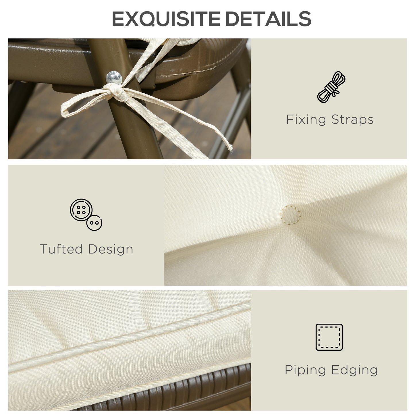 Garden Seat Cushion with Ties