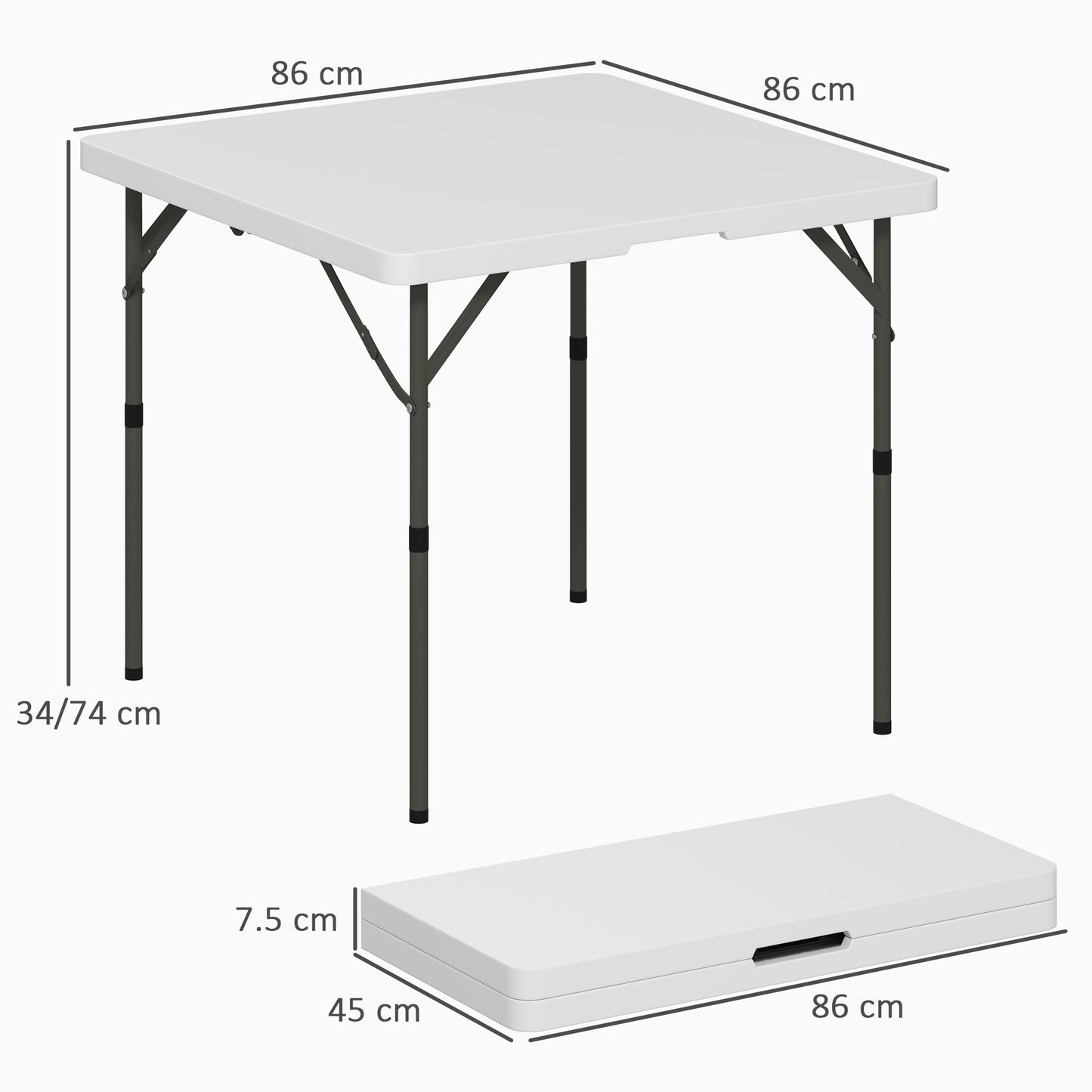 34/74cm Folding Camping Table, with Handle
