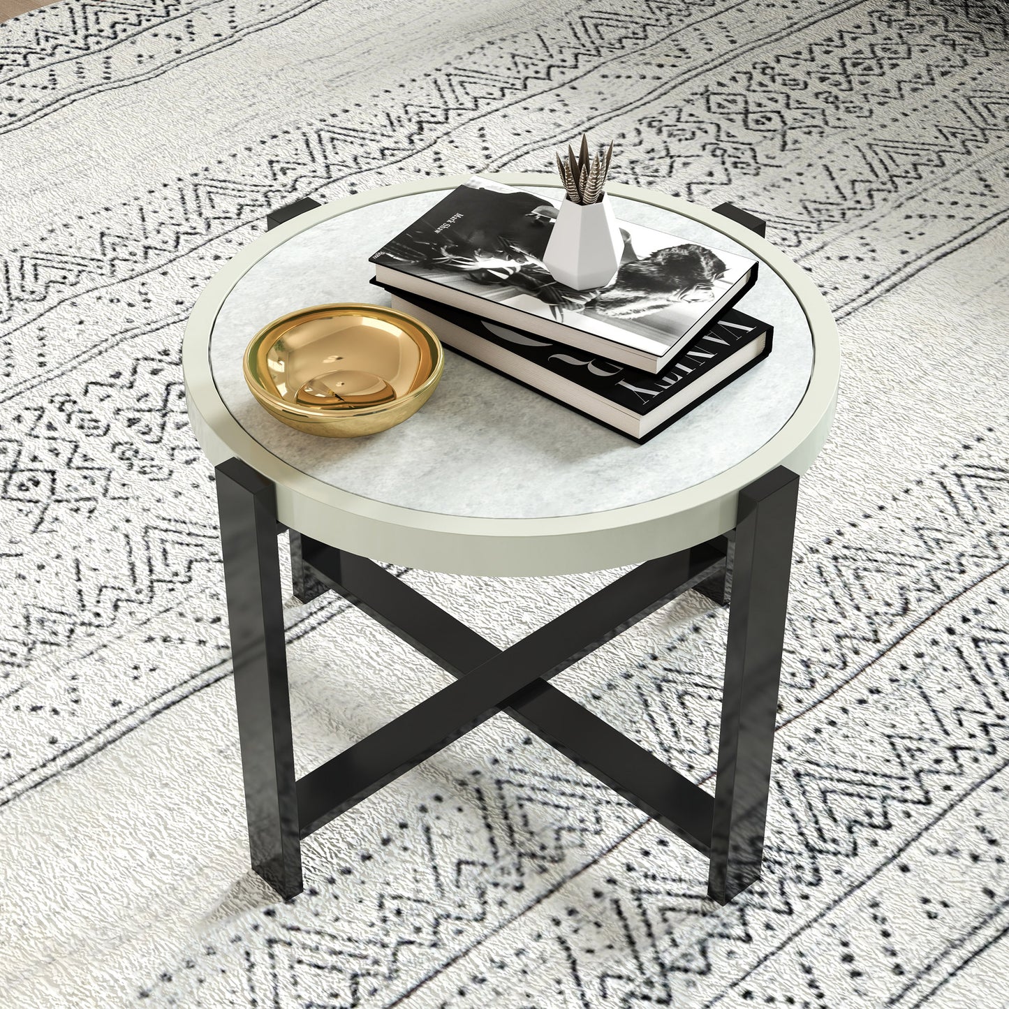 Round Small Garden Table, 60cm Outdoor Side Table