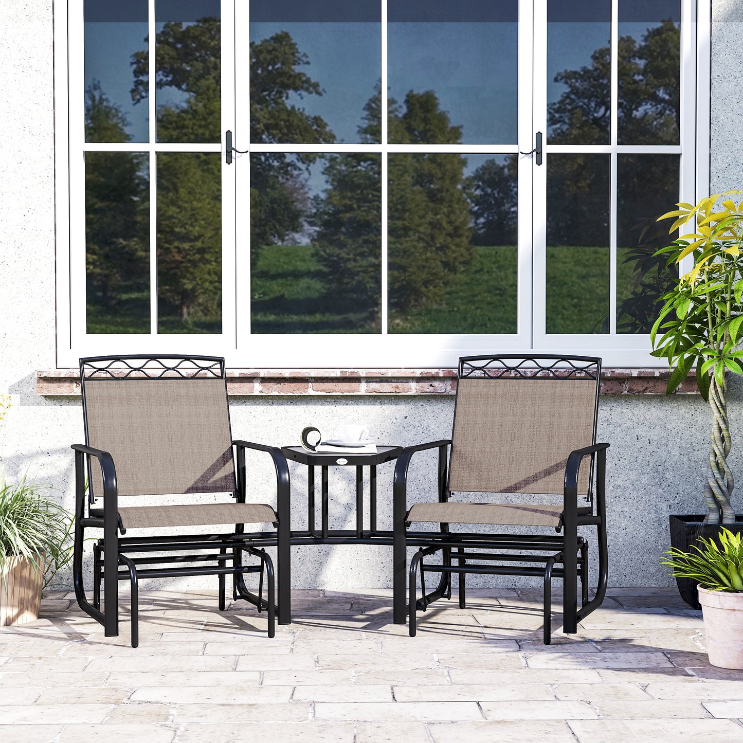 Double Outdoor Glider Chair, 2 Seater Patio Rocking Chairs