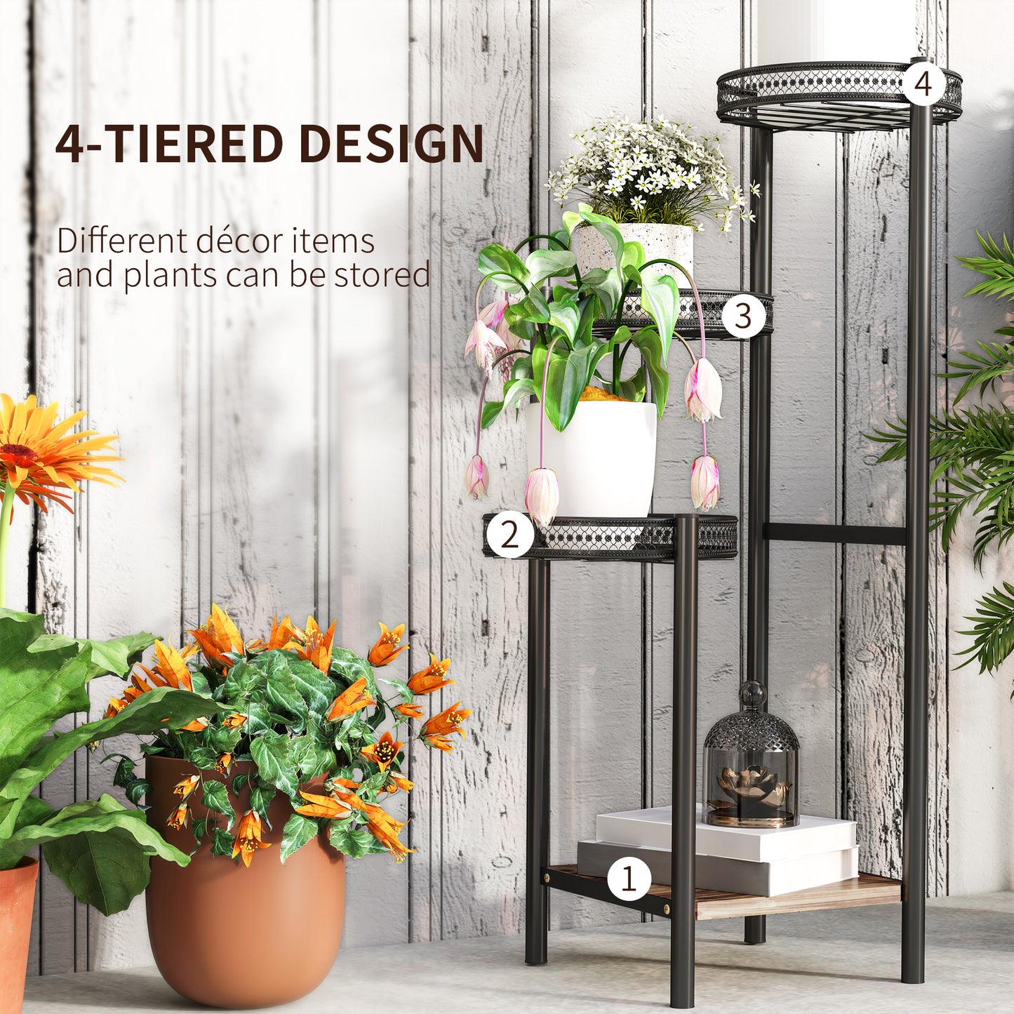 Four-Tier Steel Plant Stand