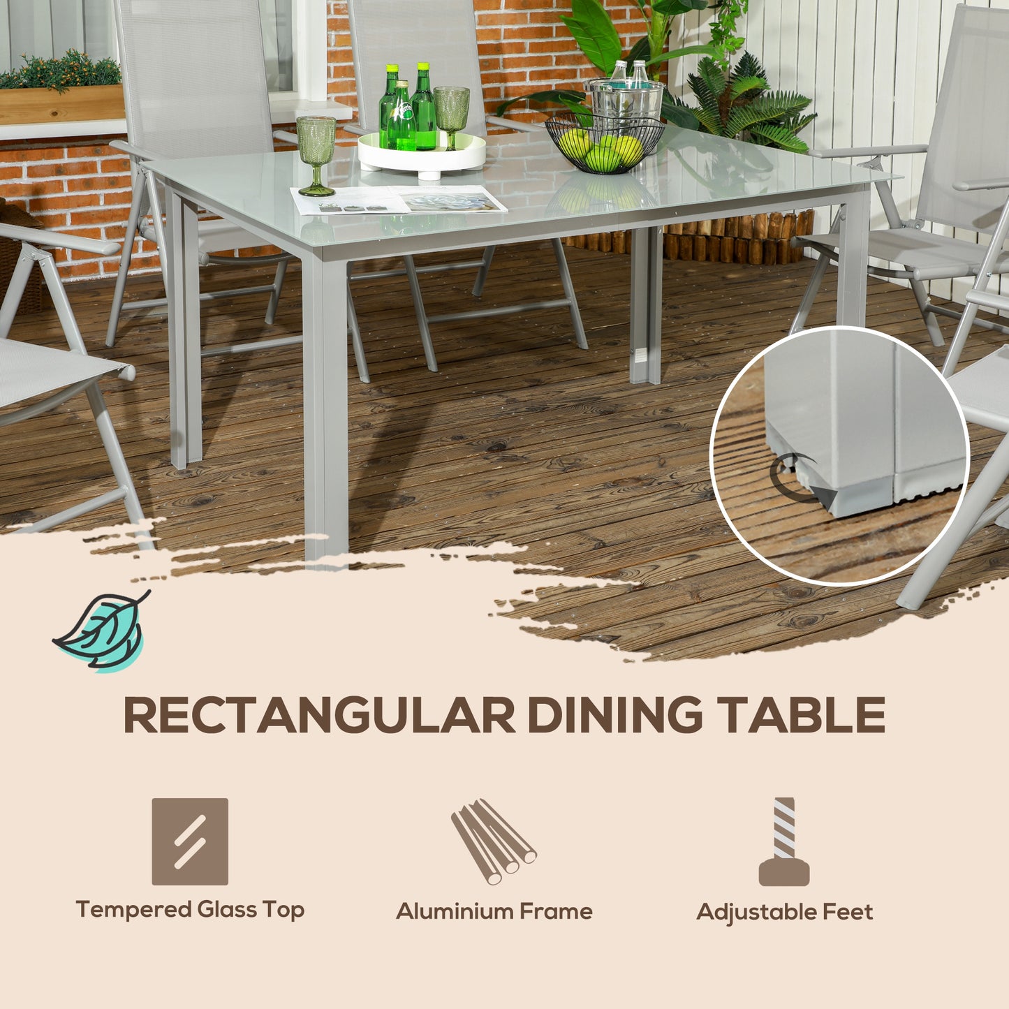 7 Piece Garden Dining Set, Outdoor Table and 6  Folding