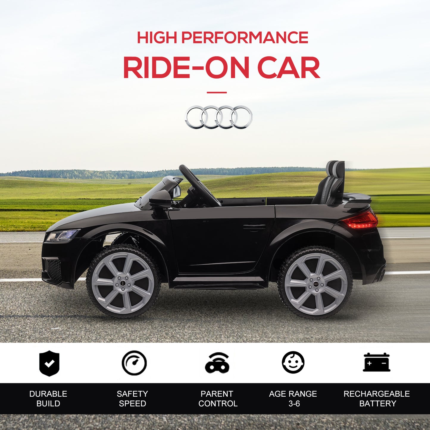 Kids Licensed Audi TT Ride-On Car 12V Battery w/ Remote Suspension