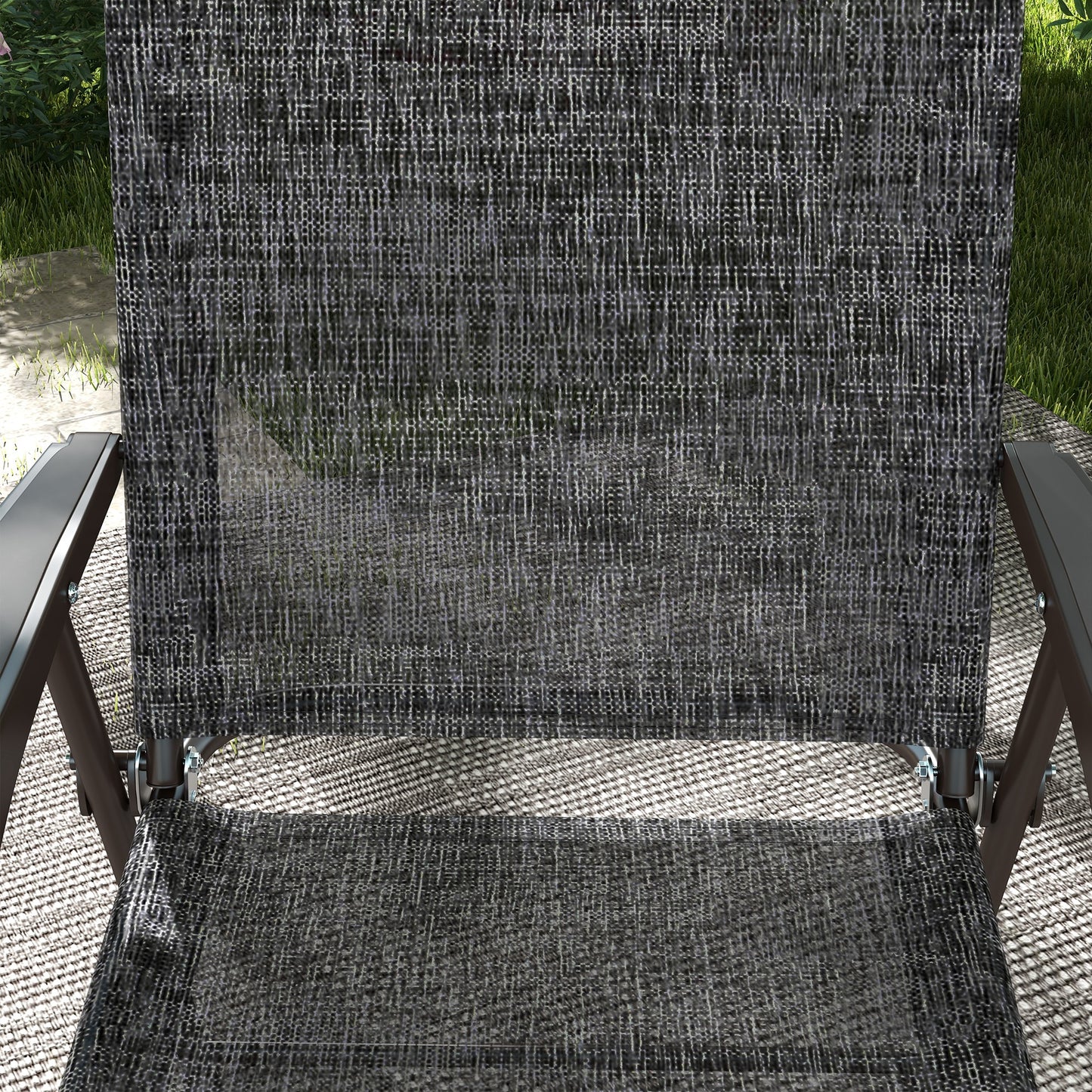Set of Two Folding Garden Chairs, with Fabric Mesh Seats