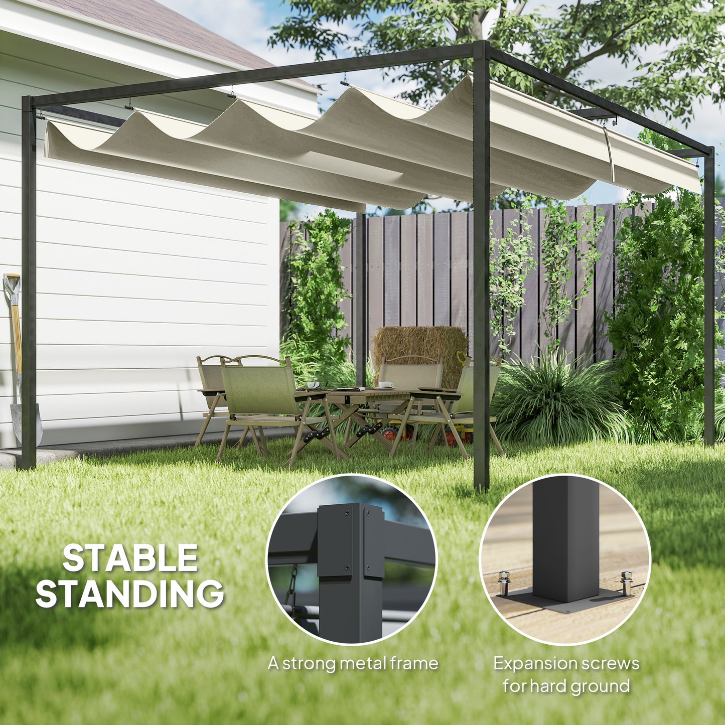 4 x 3(m) Metal Pergola with Retractable Roof