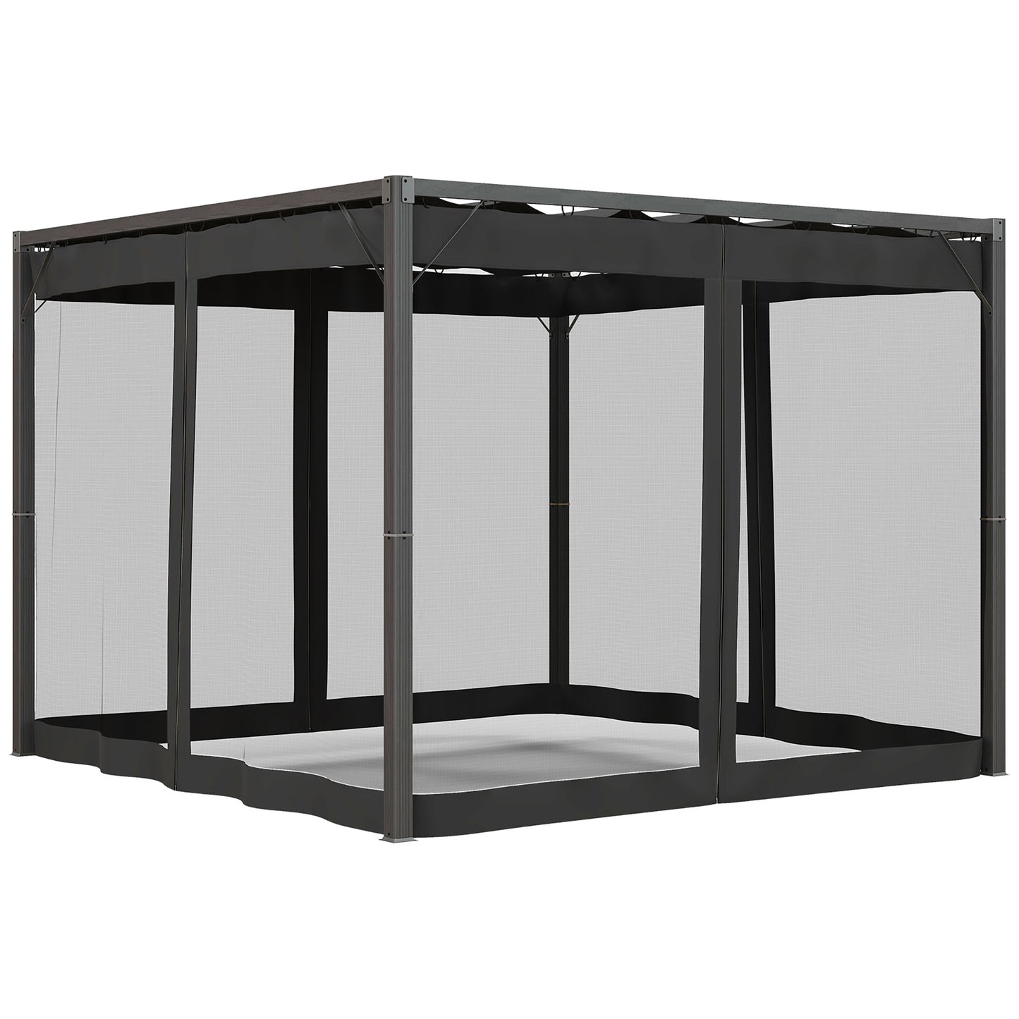 3 x 3m Aluminium Frame Pergola, with Retractable Roof