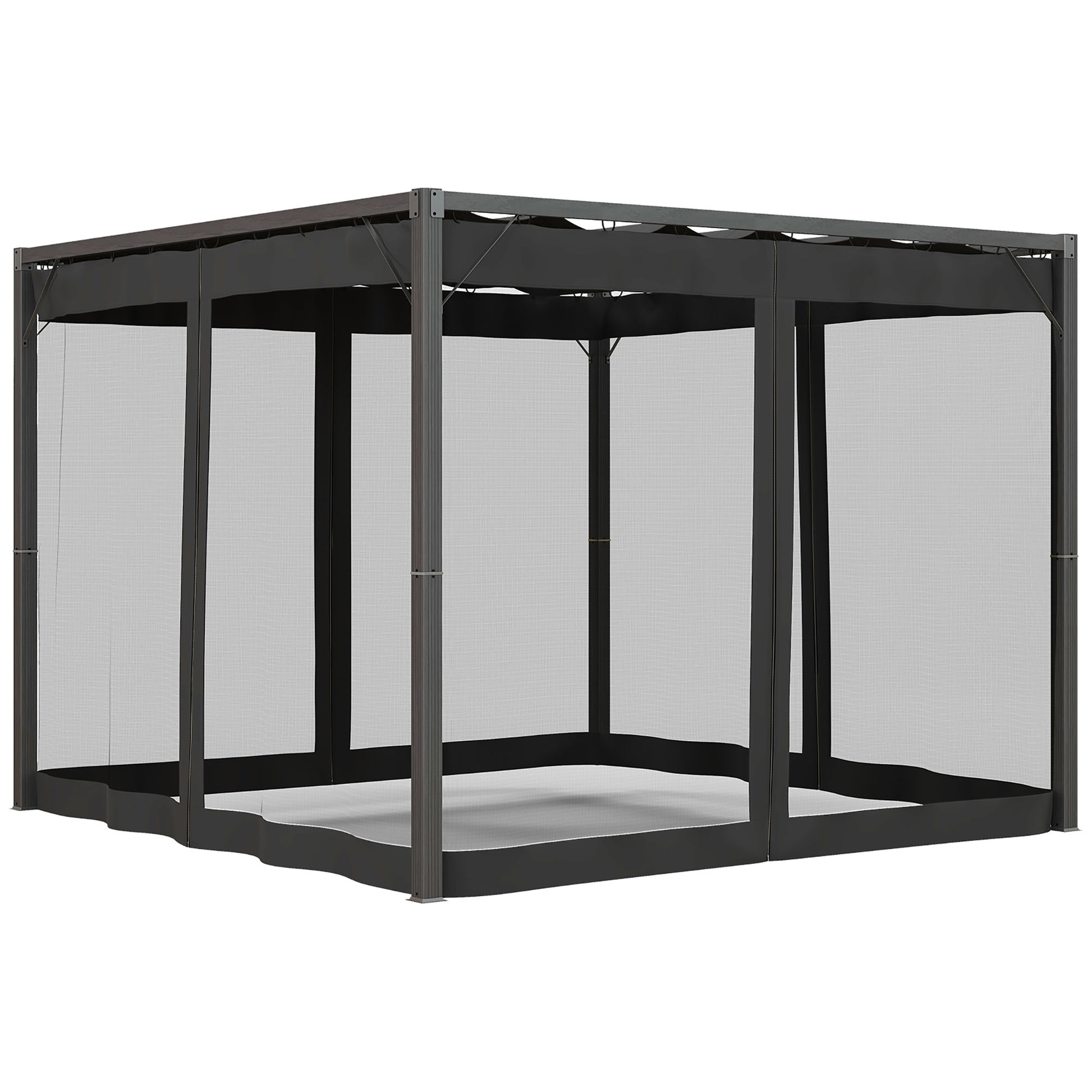 3 x 3m Aluminium Frame Pergola, with Retractable Roof