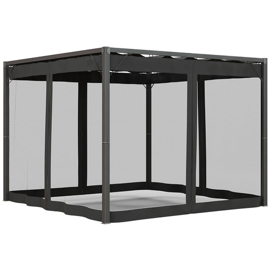 3 x 3m Aluminium Frame Pergola, with Retractable Roof