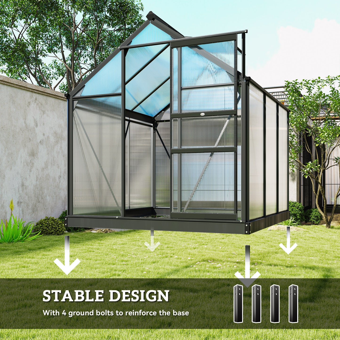 6 x 6ft Polycarbonate Greenhouse (1)