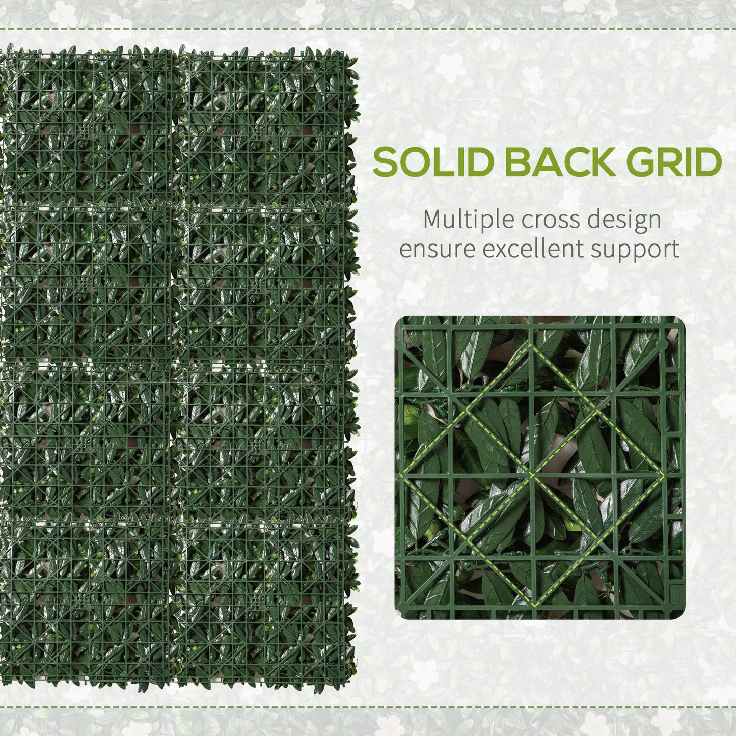 12PCS Artificial Boxwood Wall Panels 50cm x 50cm Rhododendron